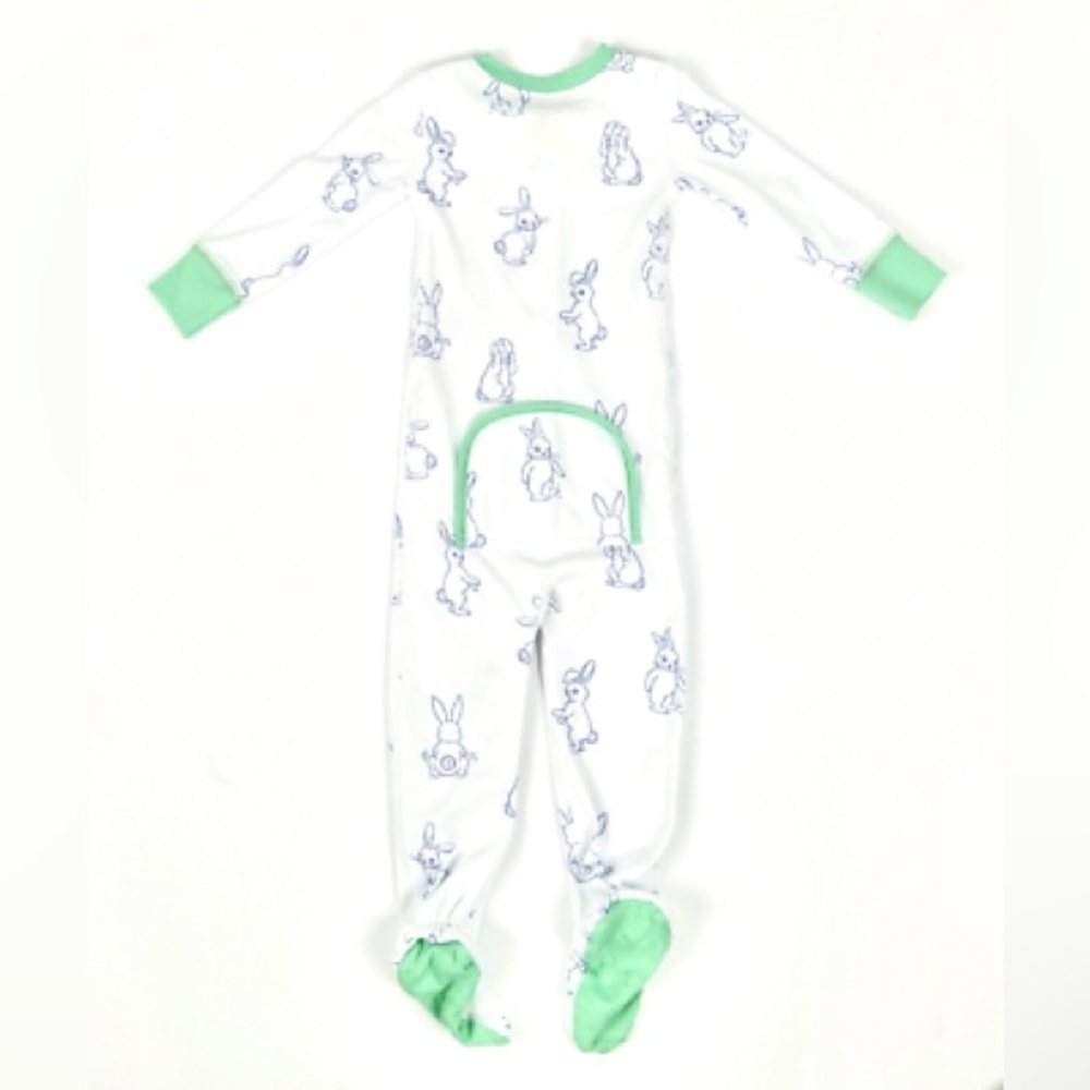 TBBC Adorable Bunny Print Kids Pajamas - Green and White - Picture 4 of 4